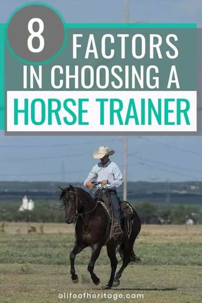 learn how to choose a horse trainer. Cowboy riding a black horse