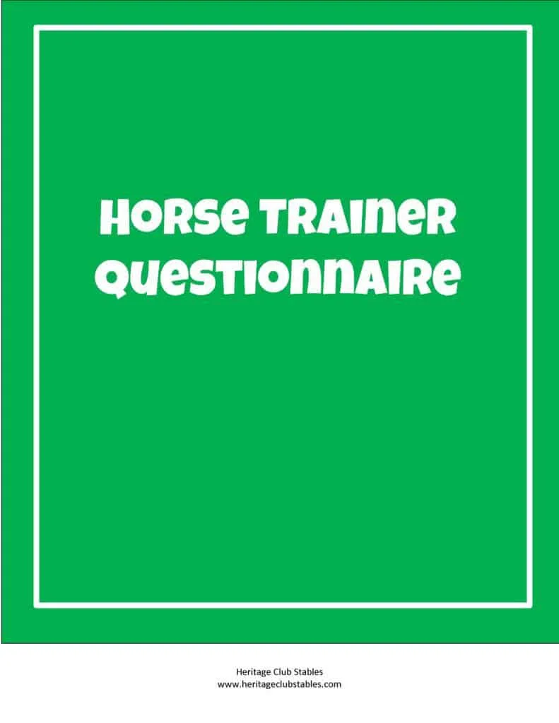 thumbnail of Horse Trainer Questionnaire