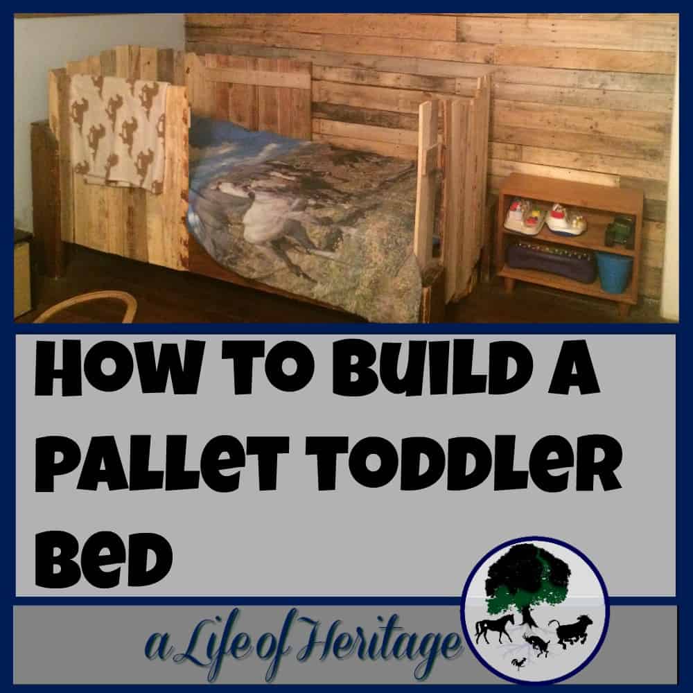 Pallets | Pallet Projects | Pallet Bed | Building with Pallets | An old bed can be transformed into a pallet toddler bed for a little cowboy's room with old pallets. Turn something old into something new and useful!