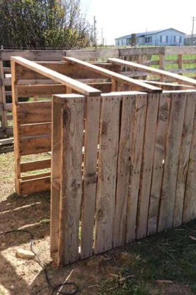 Pallet goat house with no roof yet
